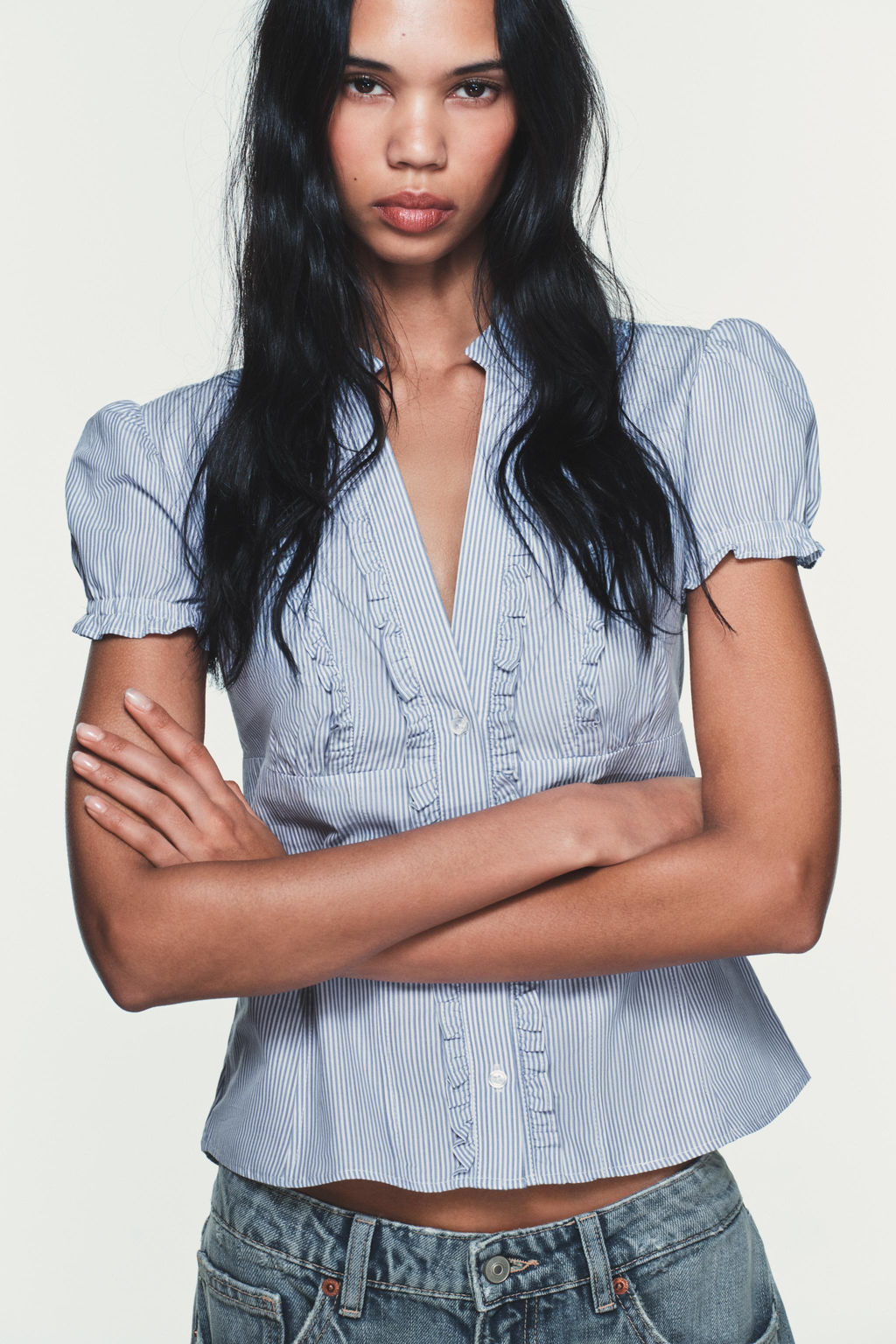 POPLIN SHIRT WITH RUFFLES - Zara фото 10