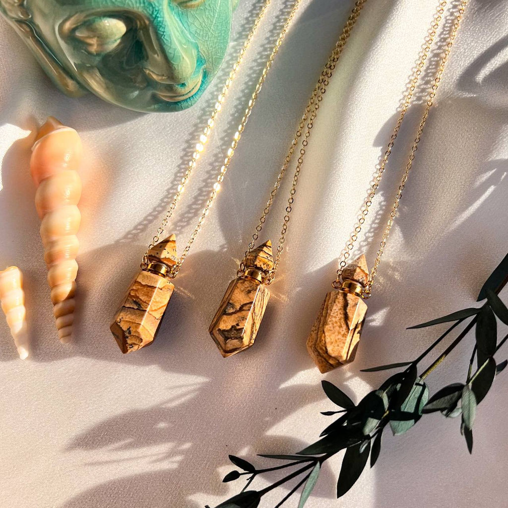 Кулон "Флакон" на цепочке из песочной Яшмы