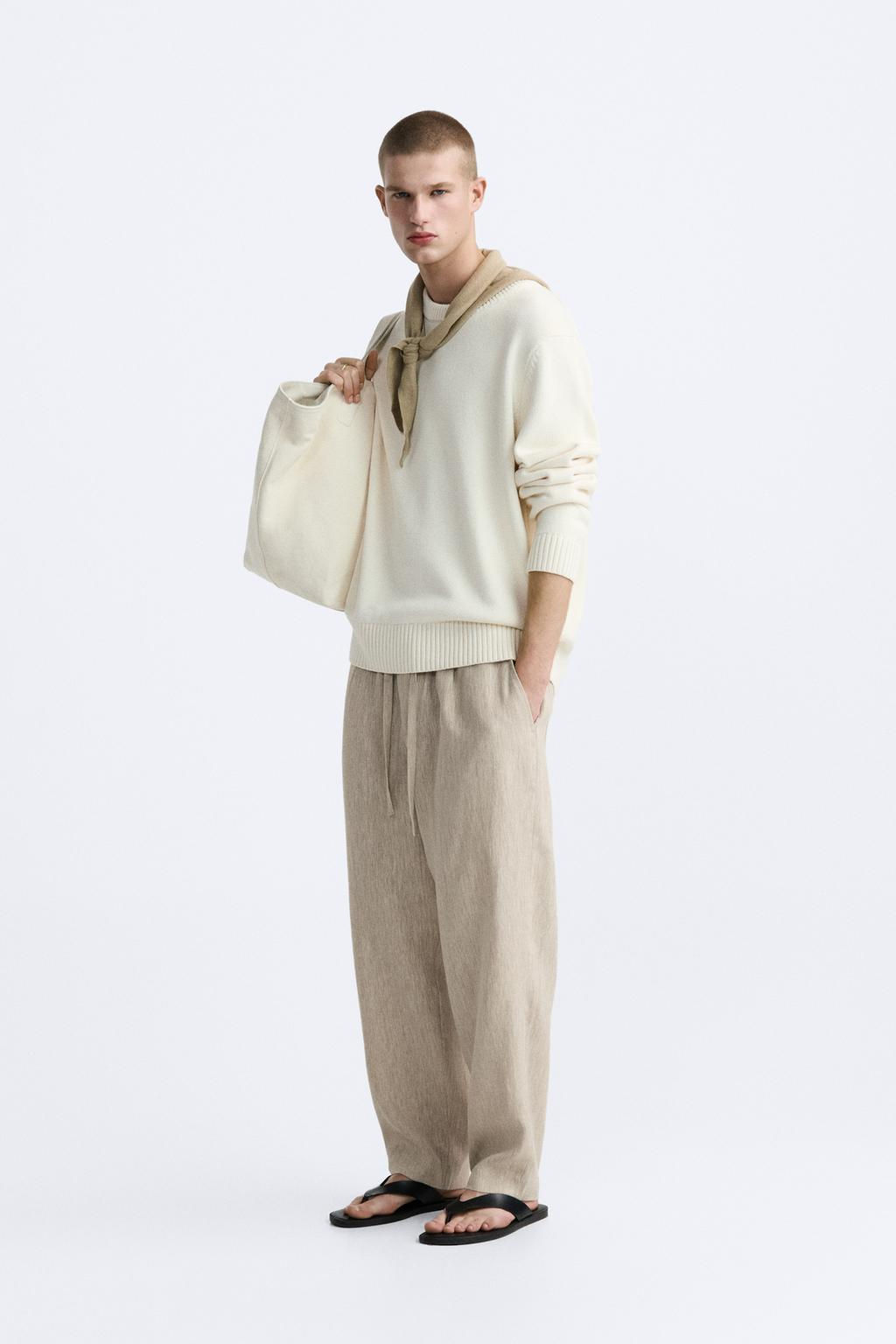 ZARA %100 KETEN ELAST?K BELL? PANTOLON  фото 27