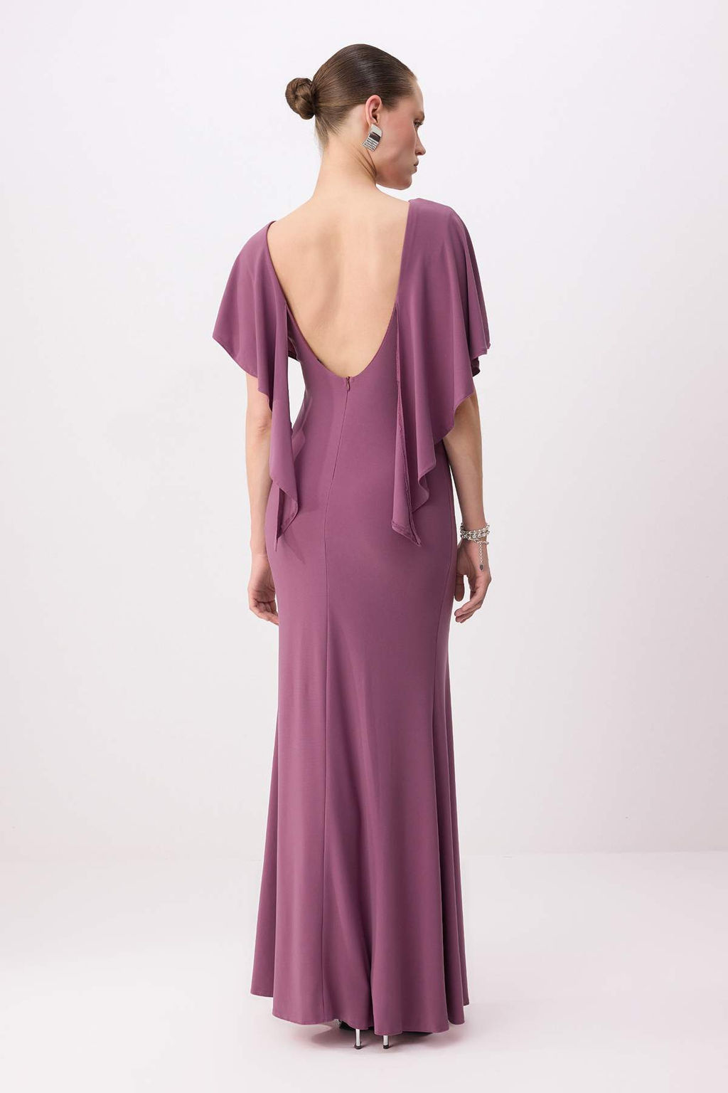 Mor Duz Dokuma Sandy Maxi Abiye & Mezuniyet Elbisesi - Trendyolmilla фото 4