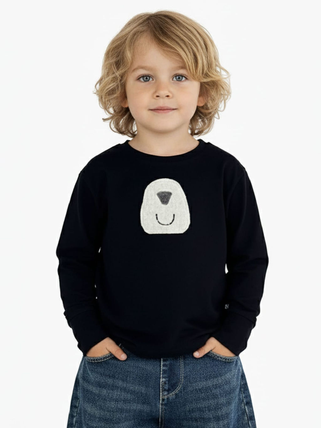 Лонгслив с аппликацией для мальчика 22-0233 черный - Mini maxi фото 3