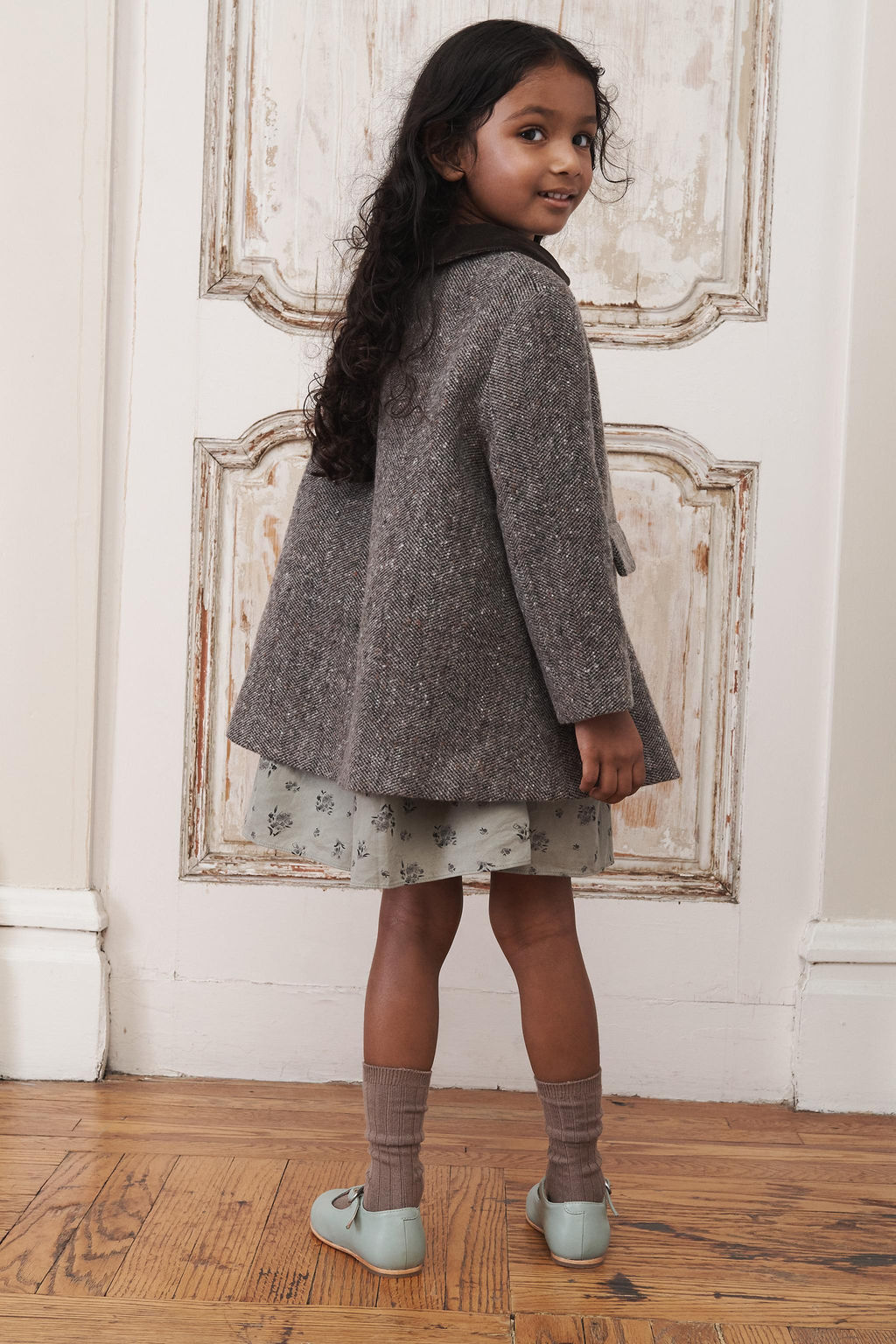 AGES 6-10 / VELVET PETER PAN COLLAR COAT WITH WOOL - LIMITED EDITION - Zara фото 5
