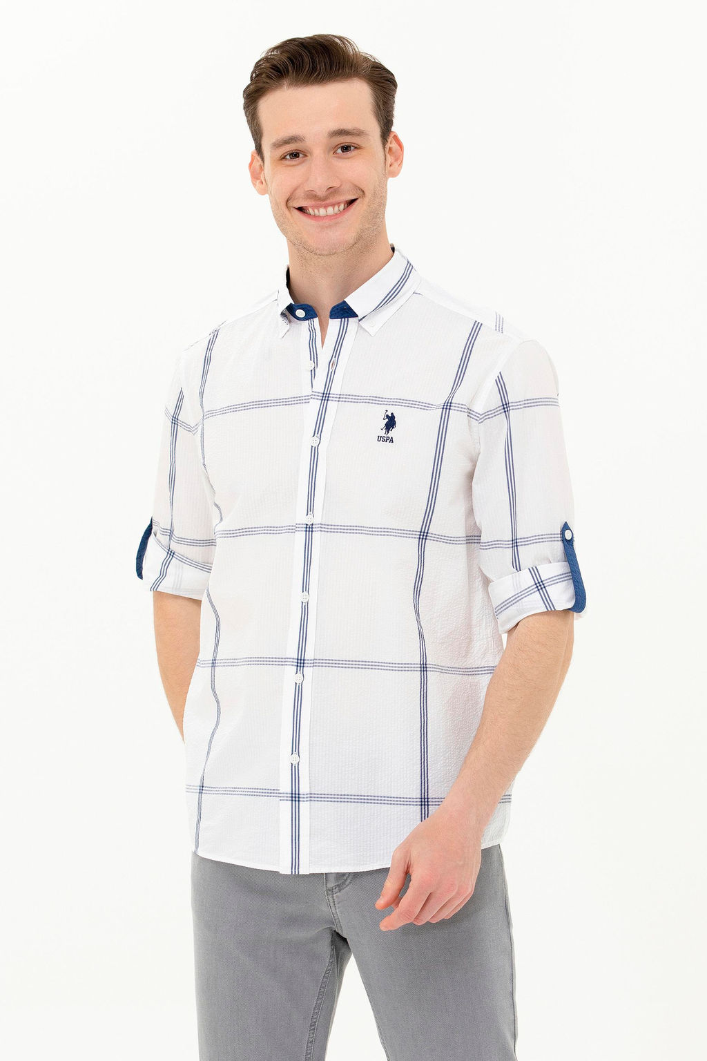 Мужская белая рубашка с длинным рукавом - U.s. polo assn фото 15