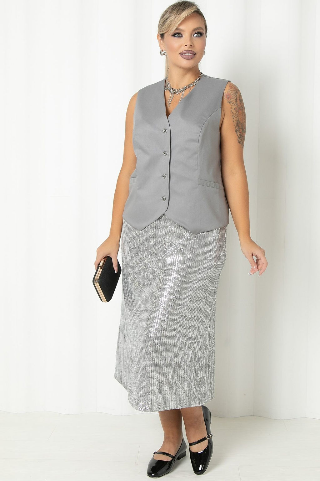 Жилет П-2228/17 Цвет:серый - Леди Агата фото 4
