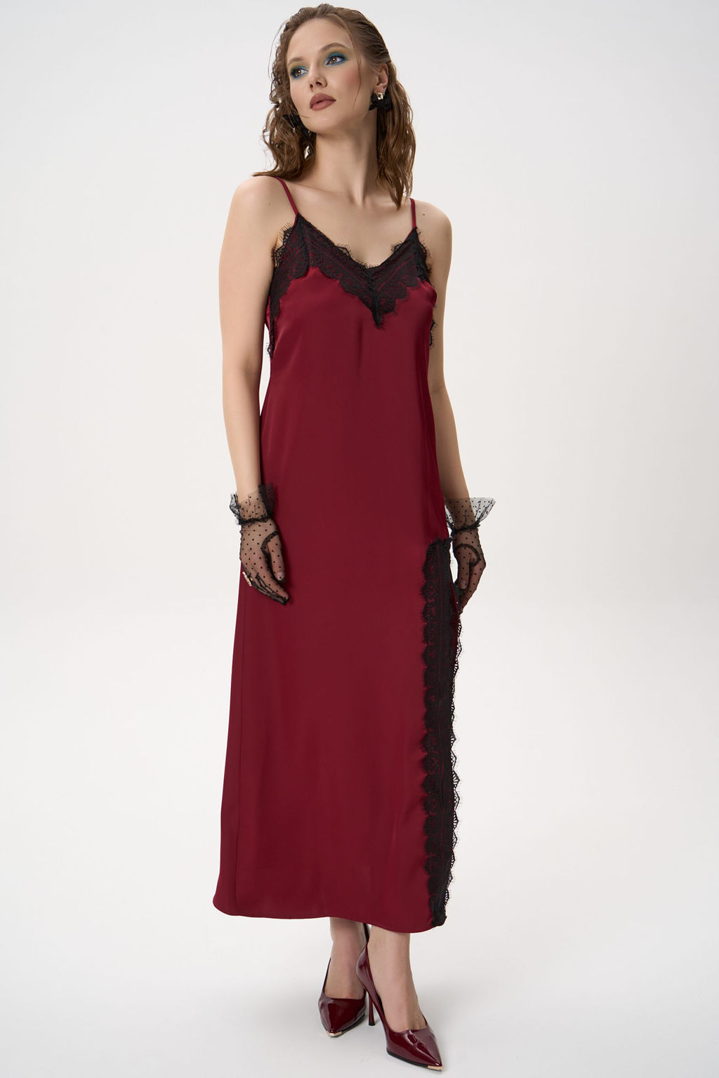 Платье  сорочка (бордовый)