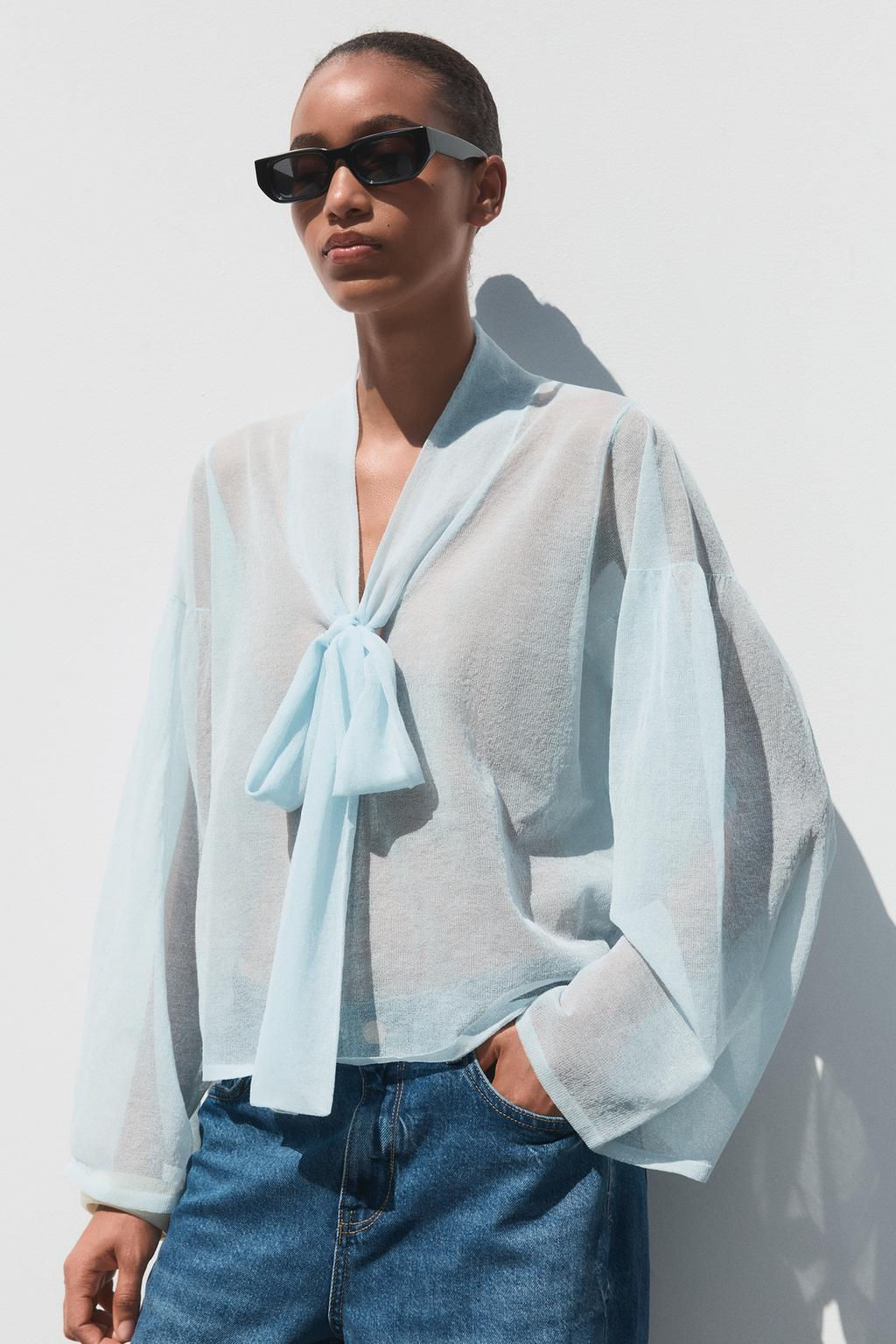 SEMI-SHEER KNITTED BLOUSE - Zara фото 2