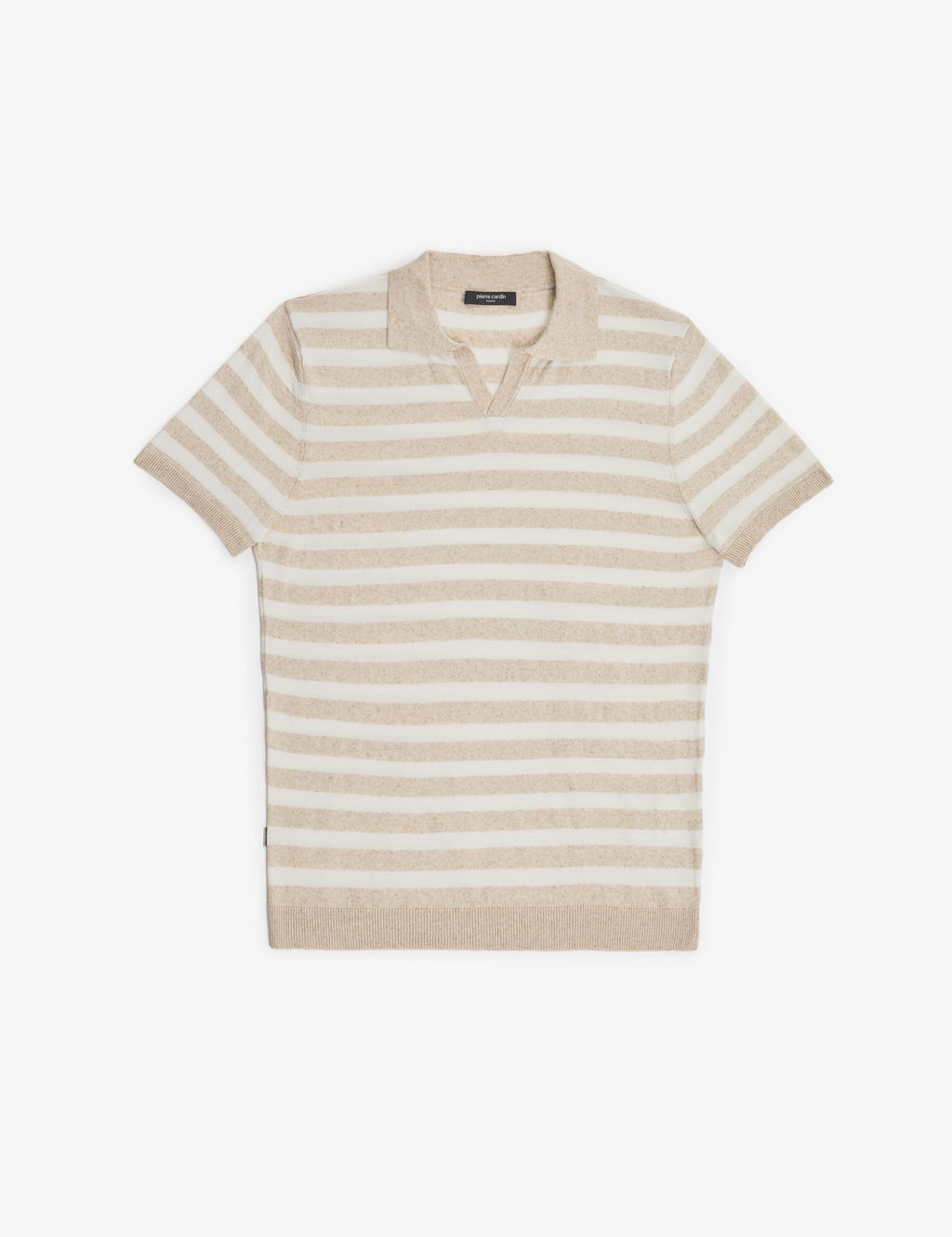 Bej Slim Fit Keten Kar___ml_ Apa_ Yaka Triko Ti__rt