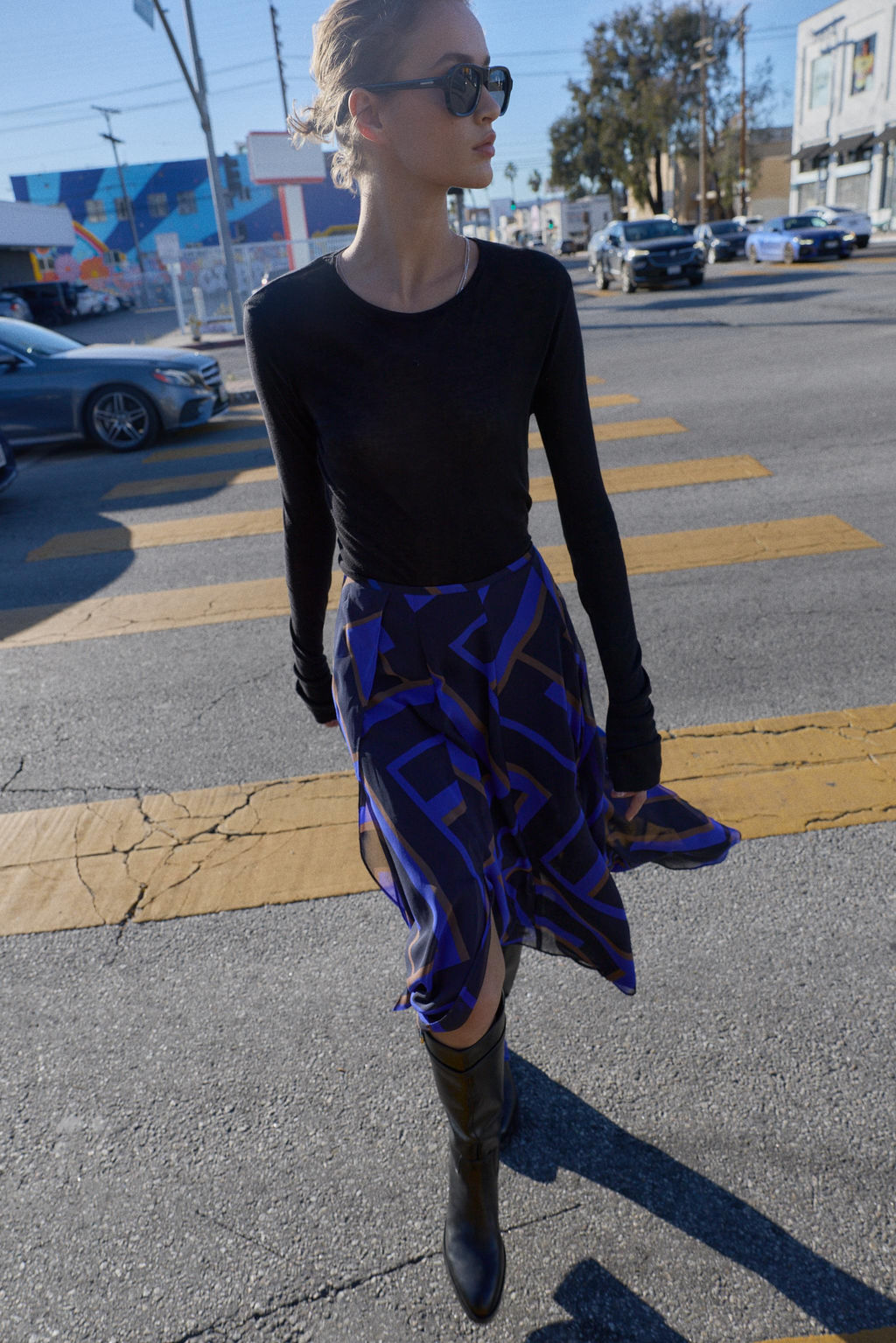 PRINTED ASYMMETRIC MIDI SKIRT - Zara фото 15