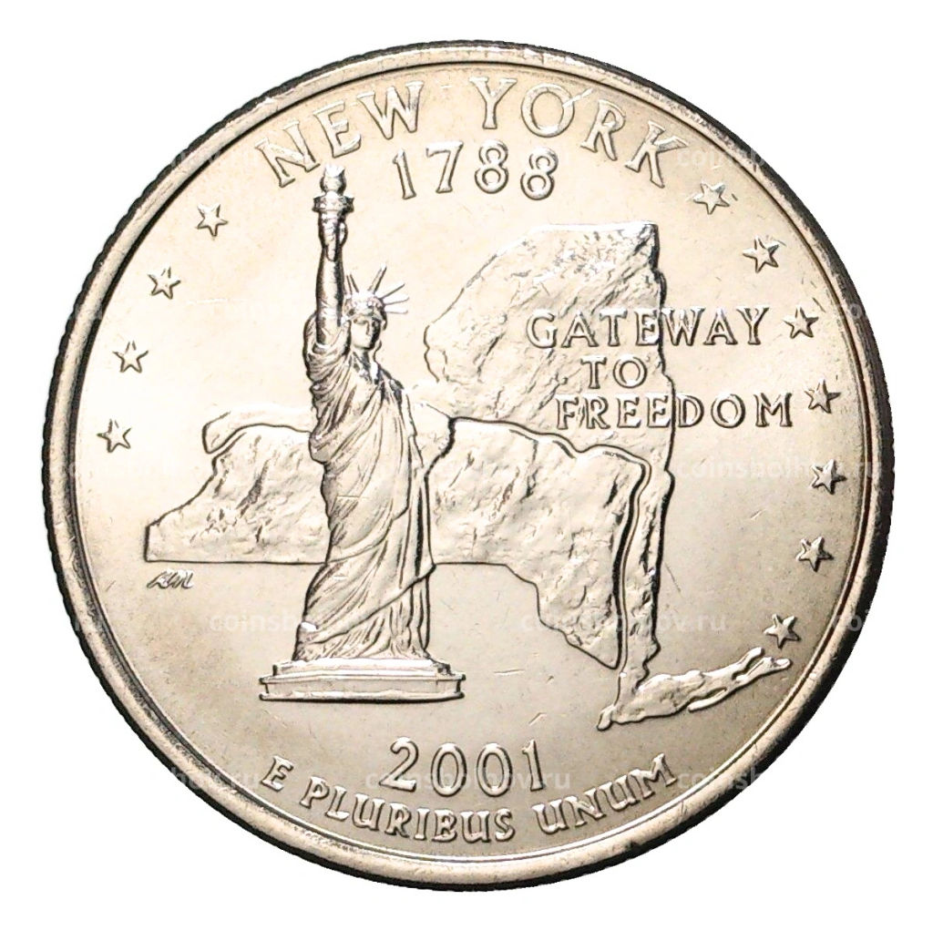 25 центов (1/4 доллара) 2001 года D США Штаты и территории  Нью-Йорк