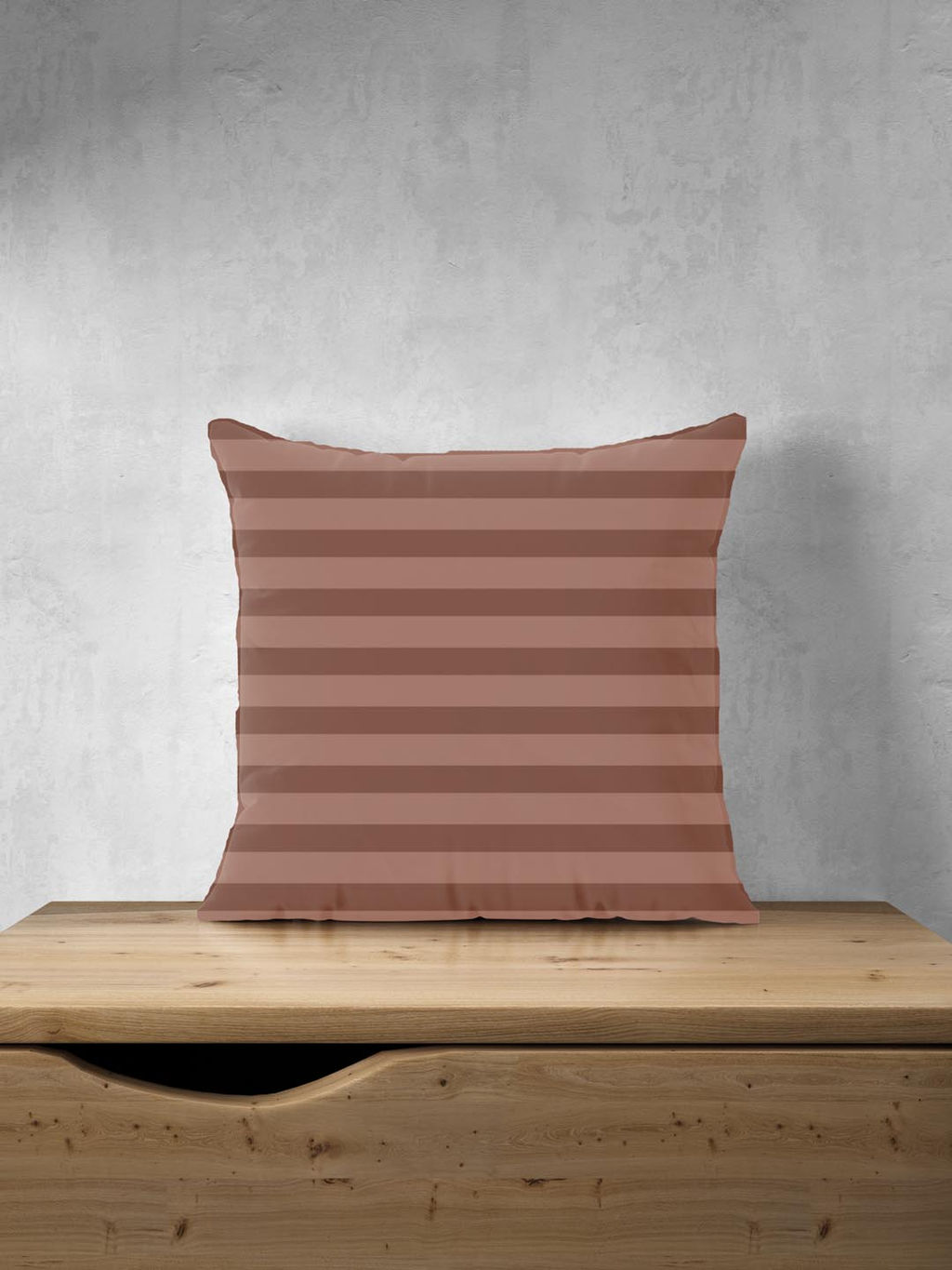 Наволочка на подушку из сатина страйп - Коричневый 70х70