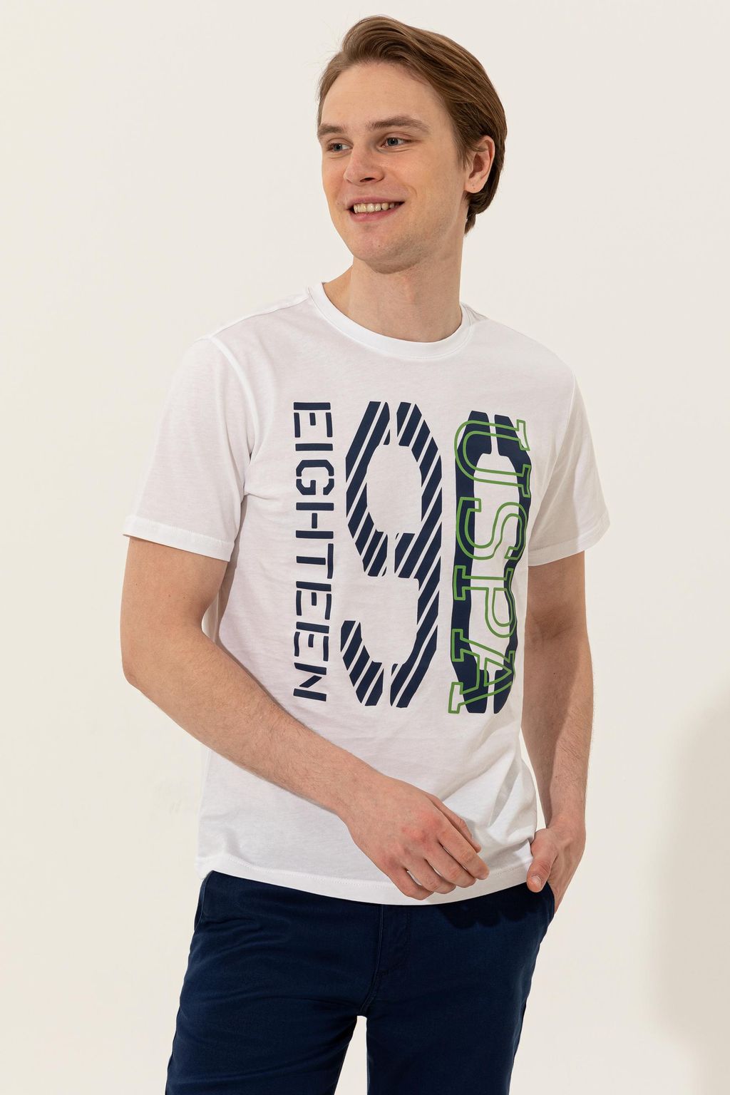 U. S. Polo Assn Мужская белая футболка с круглым вырезом - U.s. polo assn фото 3