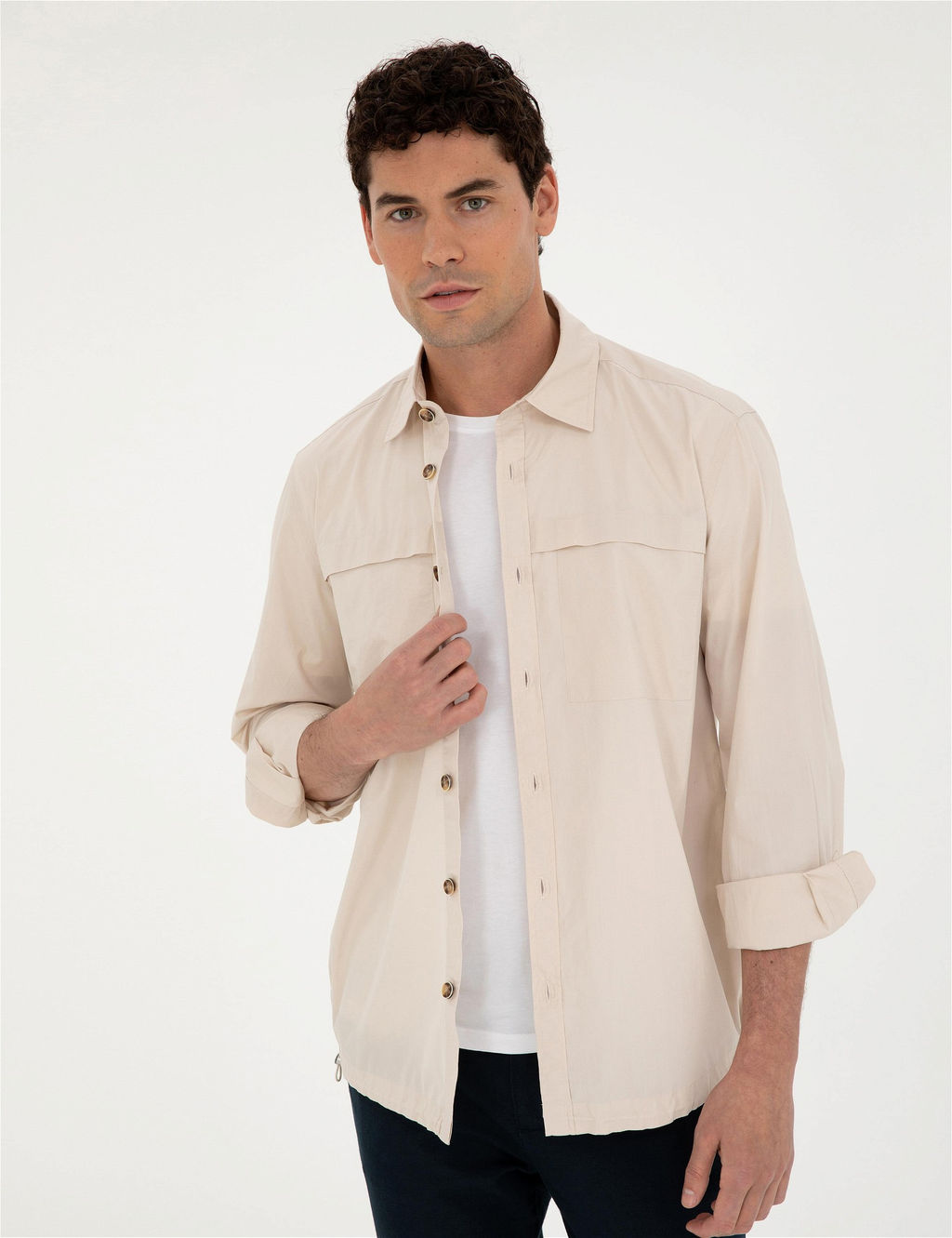 Bej Comfort Fit Uzun Kollu G_mlek - Pierre cardin фото 3