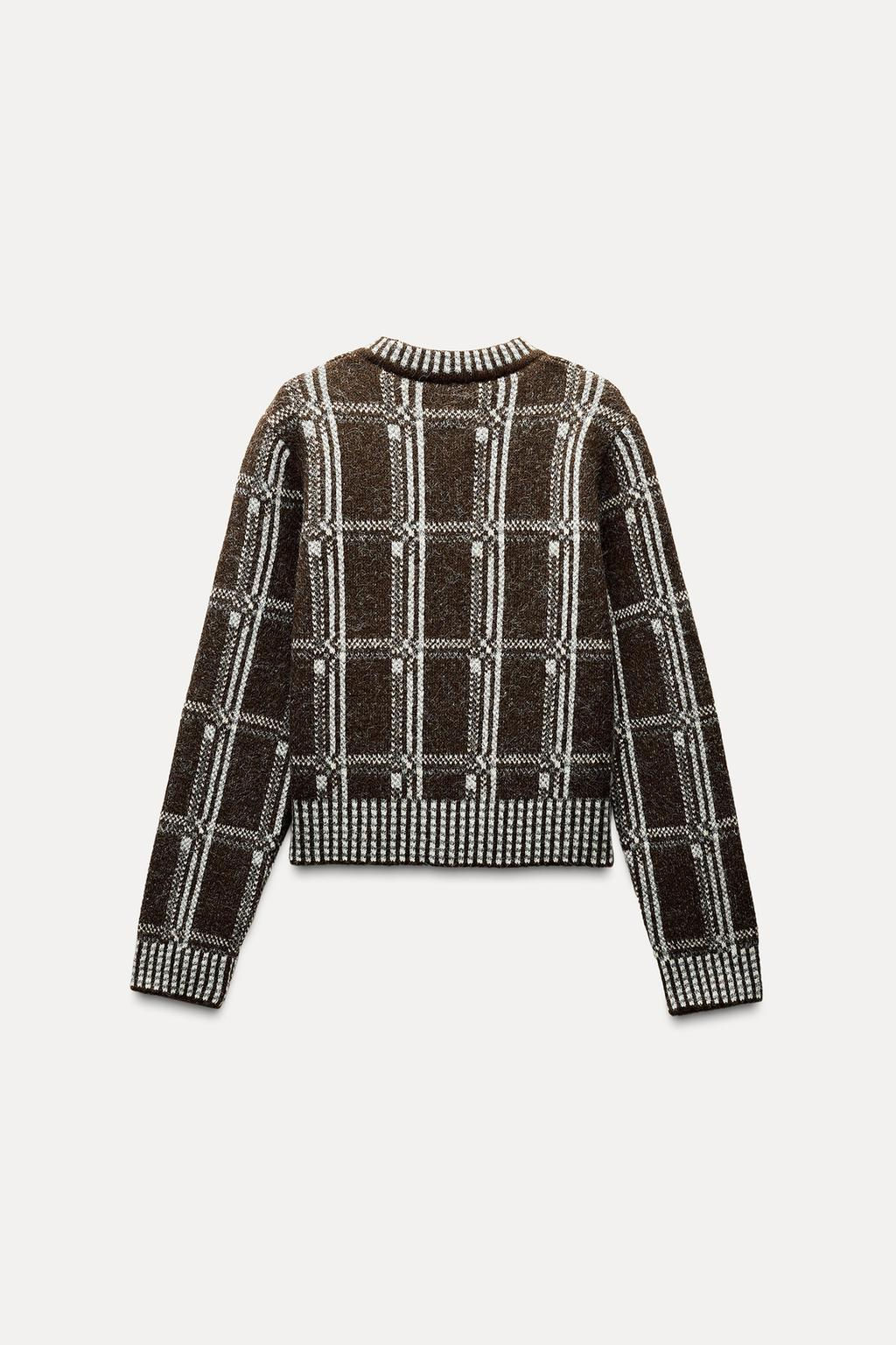 CHECKED KNIT CARDIGAN - Zara фото 5