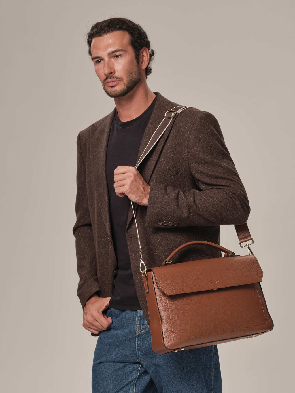 Мужская кожаная сумка Levi DBR 7115 коппер