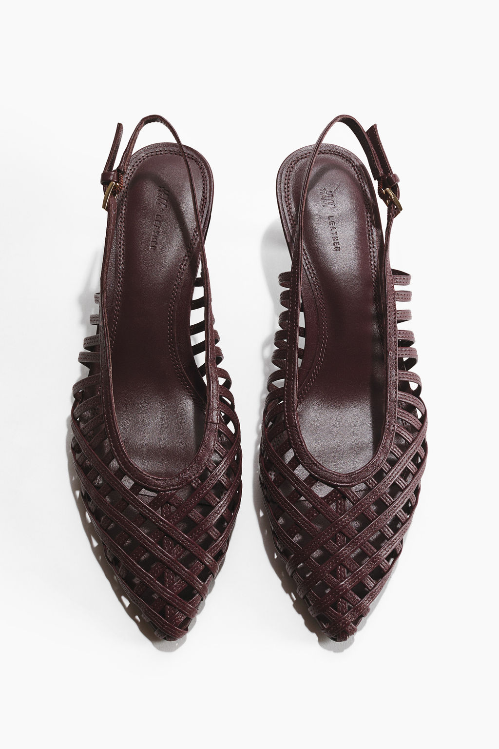 Kitten-heeled leather slingbacks - H&m фото 4