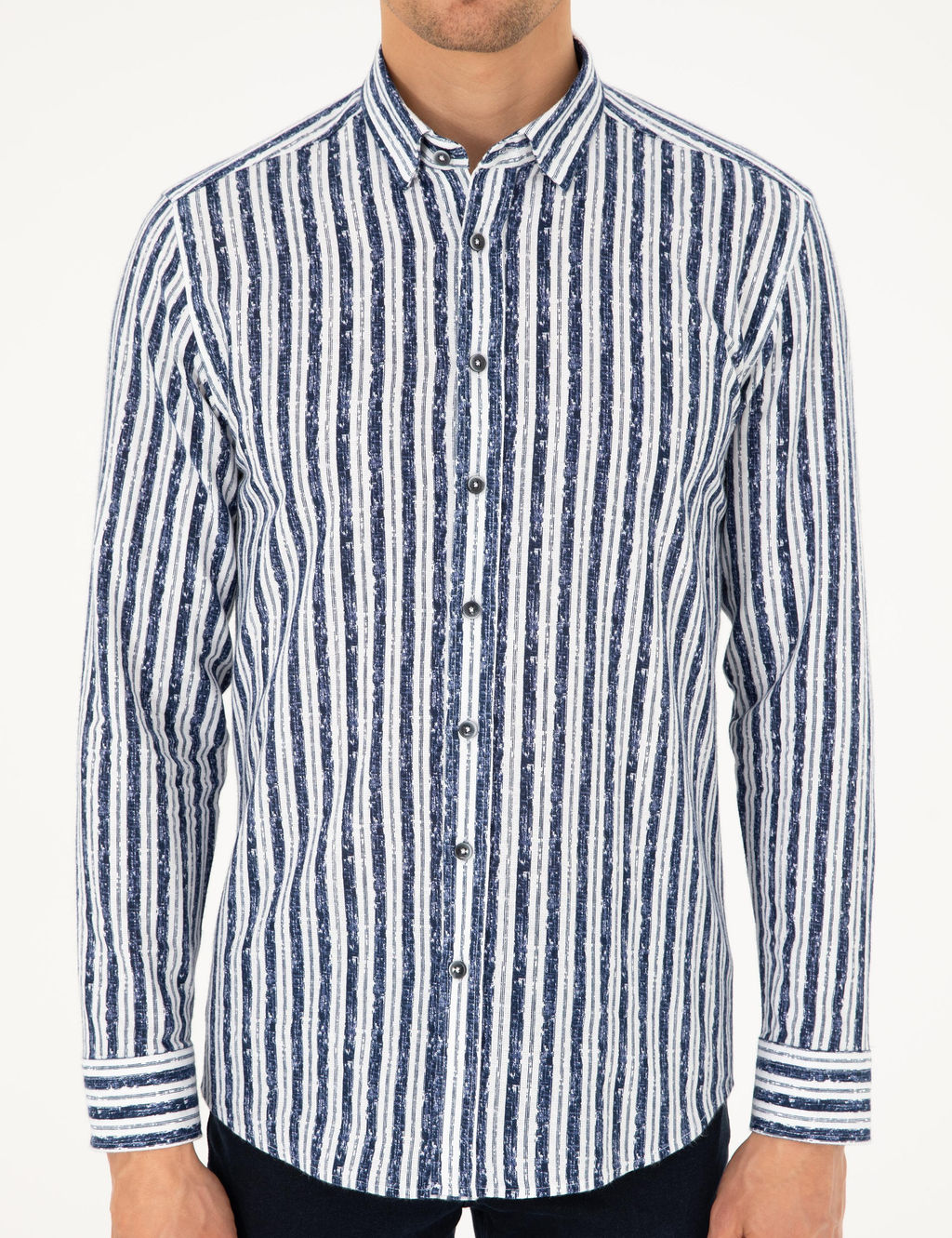 Lacivert Slim Fit Uzun Kollu G_mlek
