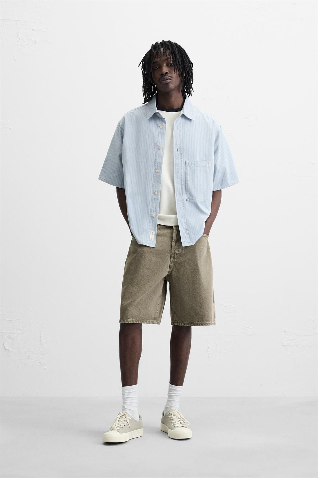 STRAIGHT-LEG DENIM BERMUDA SHORTS - Zara фото 32