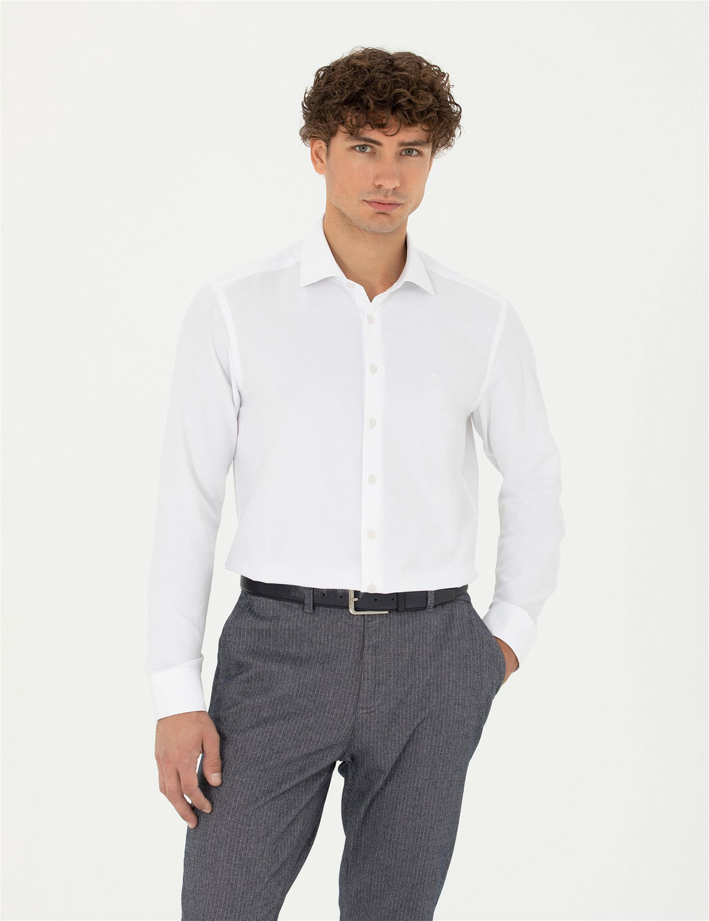 Beyaz Slim Fit Uzun Kollu G_mlek
