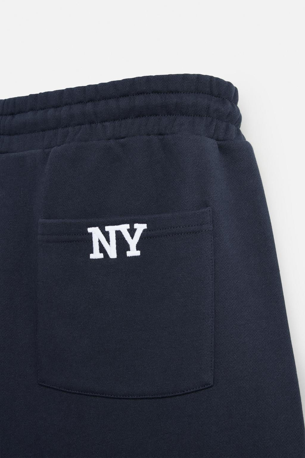 OVERSIZED FIT NY EMBROIDERED JOGGER BERMUDA SHORTS - Zara фото 9