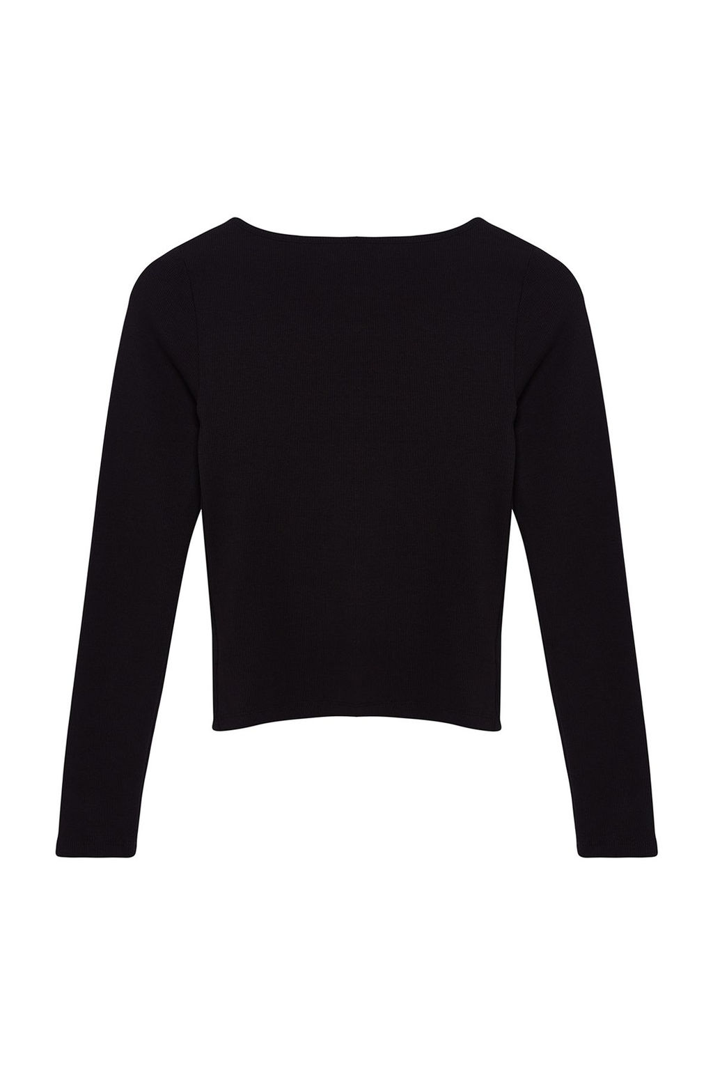 Siyah Dugme Detayl? Bisiklet Yaka Fitilli Esnek Regular Boy Orme Bluz TWOAW25BZ00030