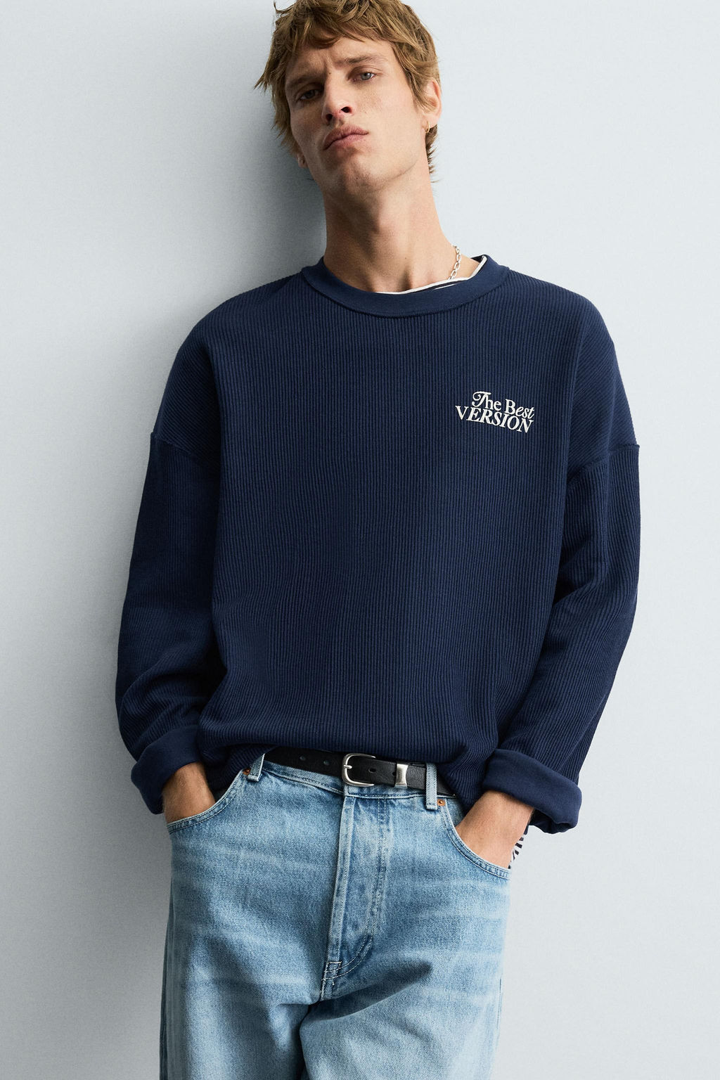 TEXTURED TEXT SWEATSHIRT - Zara фото 6