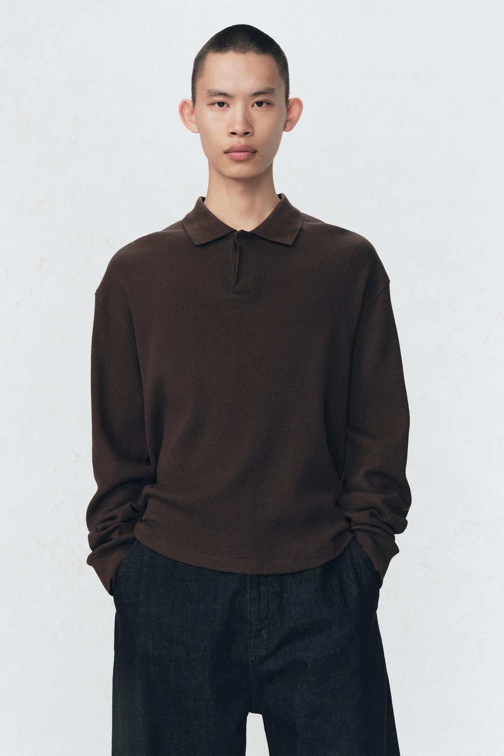 SOSHIOTSUKI x ZARA WAFFLE-KNIT TEXTURED POLO SHIRT  фото 2