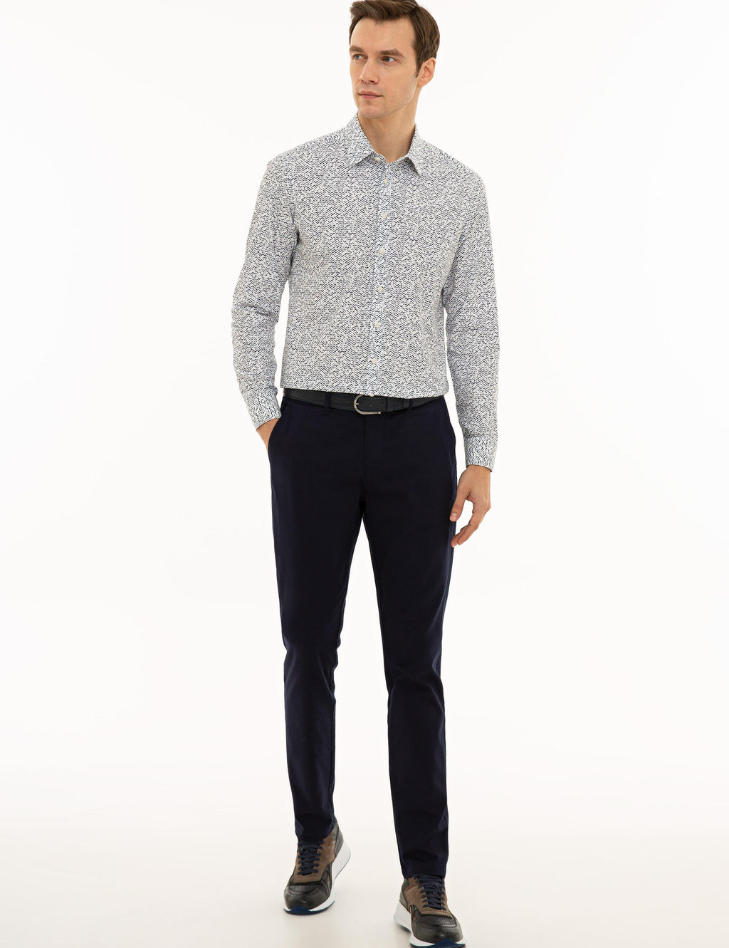 Темно-синяя приталенная рубашка с длинным рукавом - Cacharel фото 4