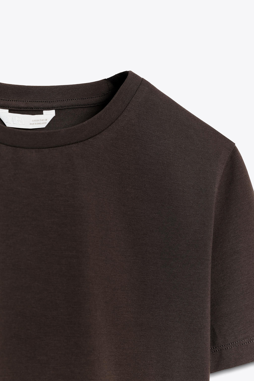 CAMISETA CROPPED MANGA CORTA / Chocolate - Zara фото 7