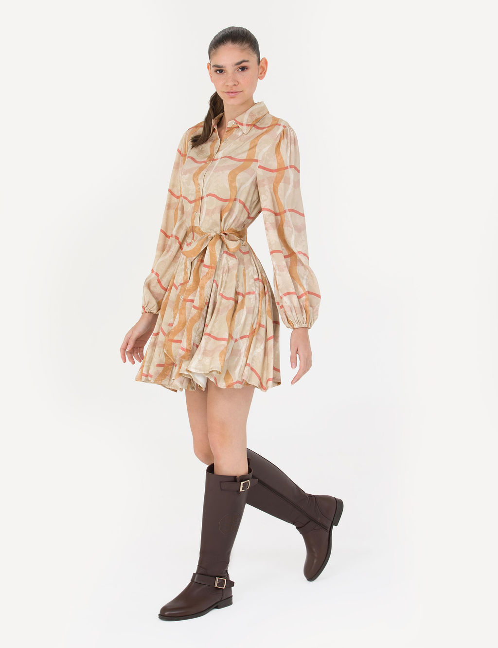 Bej Comfort Fit Dokuma Elbise - Pierre cardin фото 3