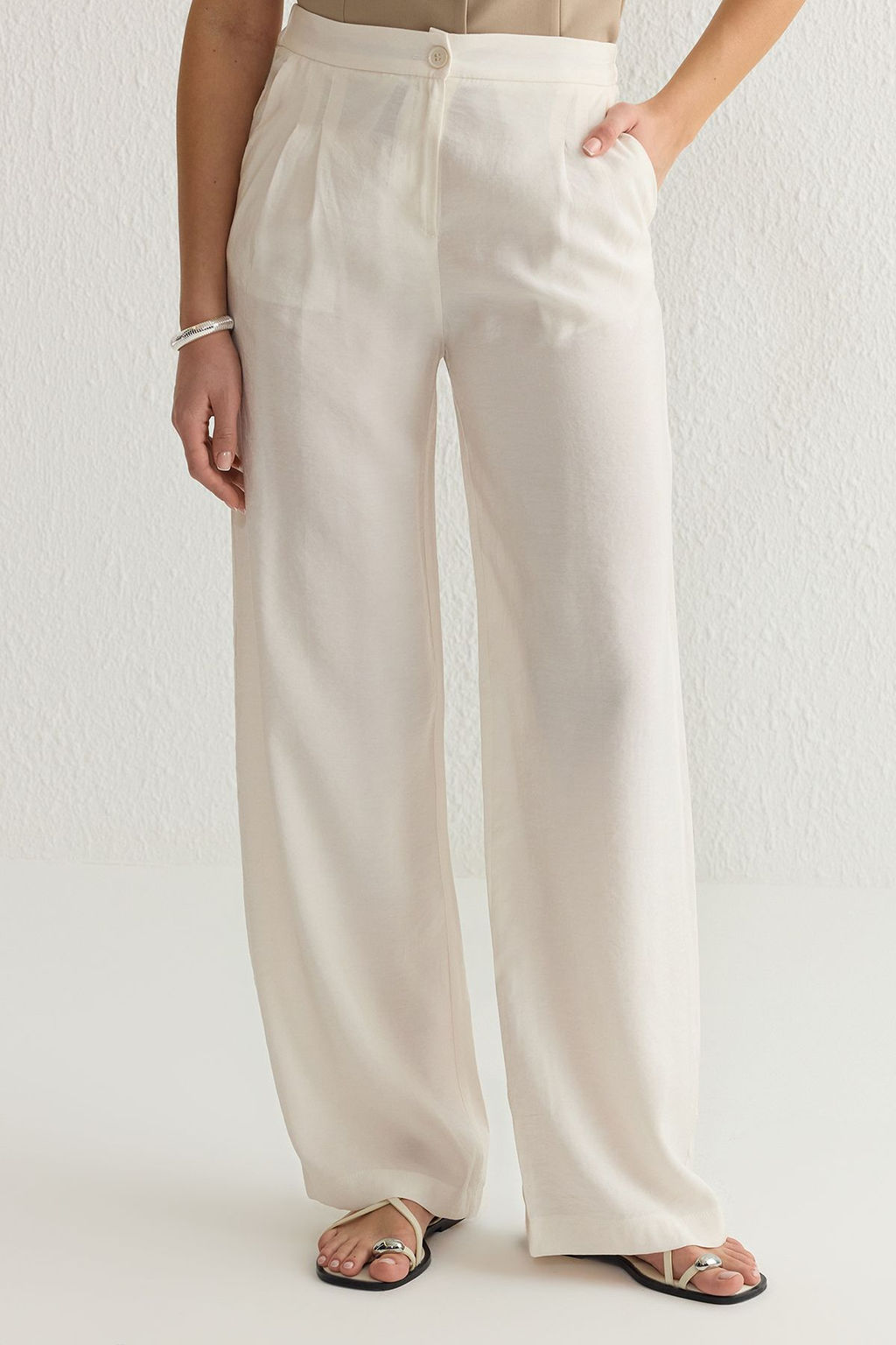 TRENDYOLMILLA Haki Modal Yumusak Tuseli Wide Leg/Genis Paca Dokuma Pantolon TWOSS25PL00004  фото 4