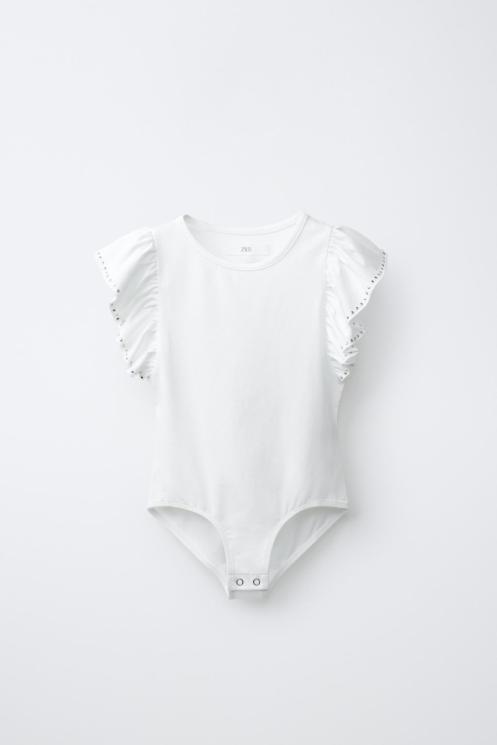 BODY VOLANTE Y TACHAS CON MODAL / Blanco - Zara фото 2