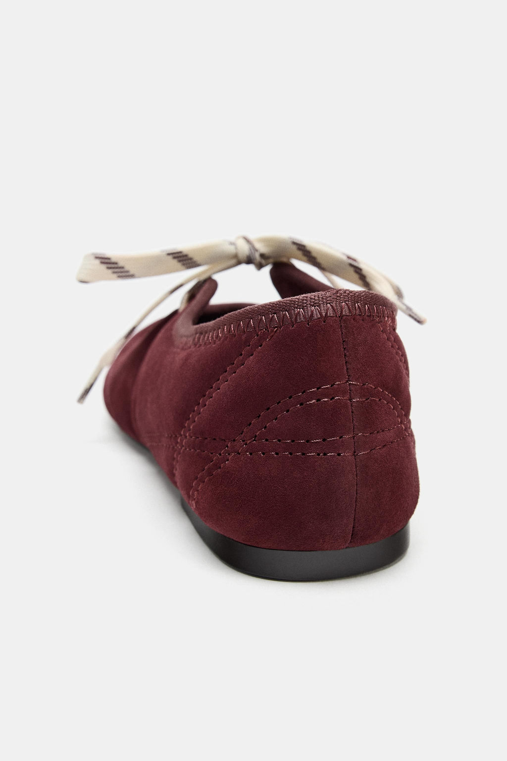 LACE-UP SPLIT SUEDE BALLET FLATS - Zara фото 5