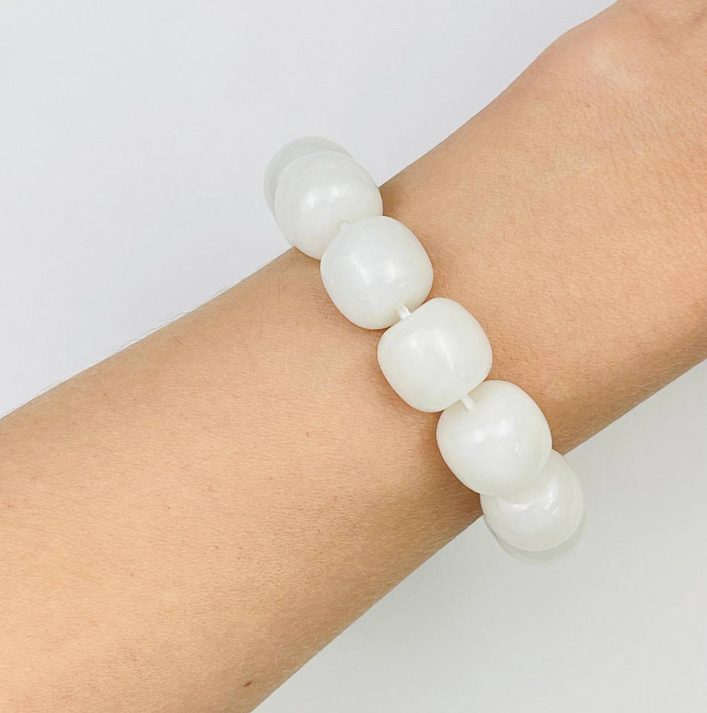 Браслет из белого Нефрита 19 см