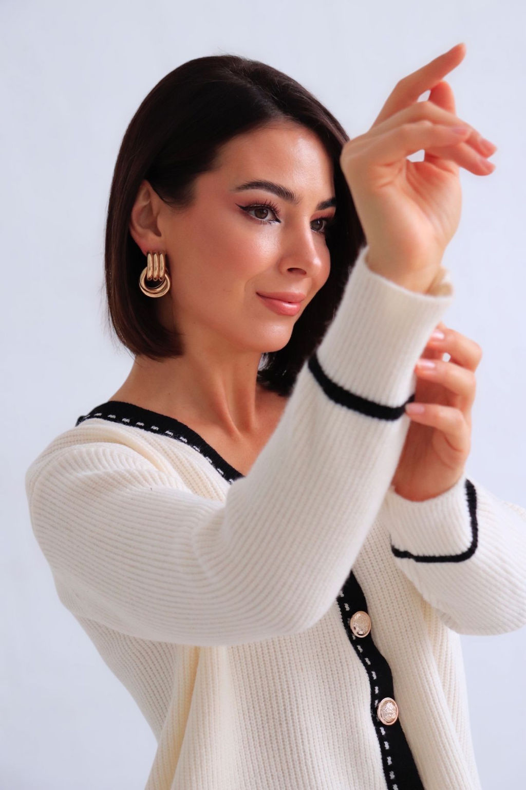 Martichelli Кардиган айвори с контрастной отделкой фото 8