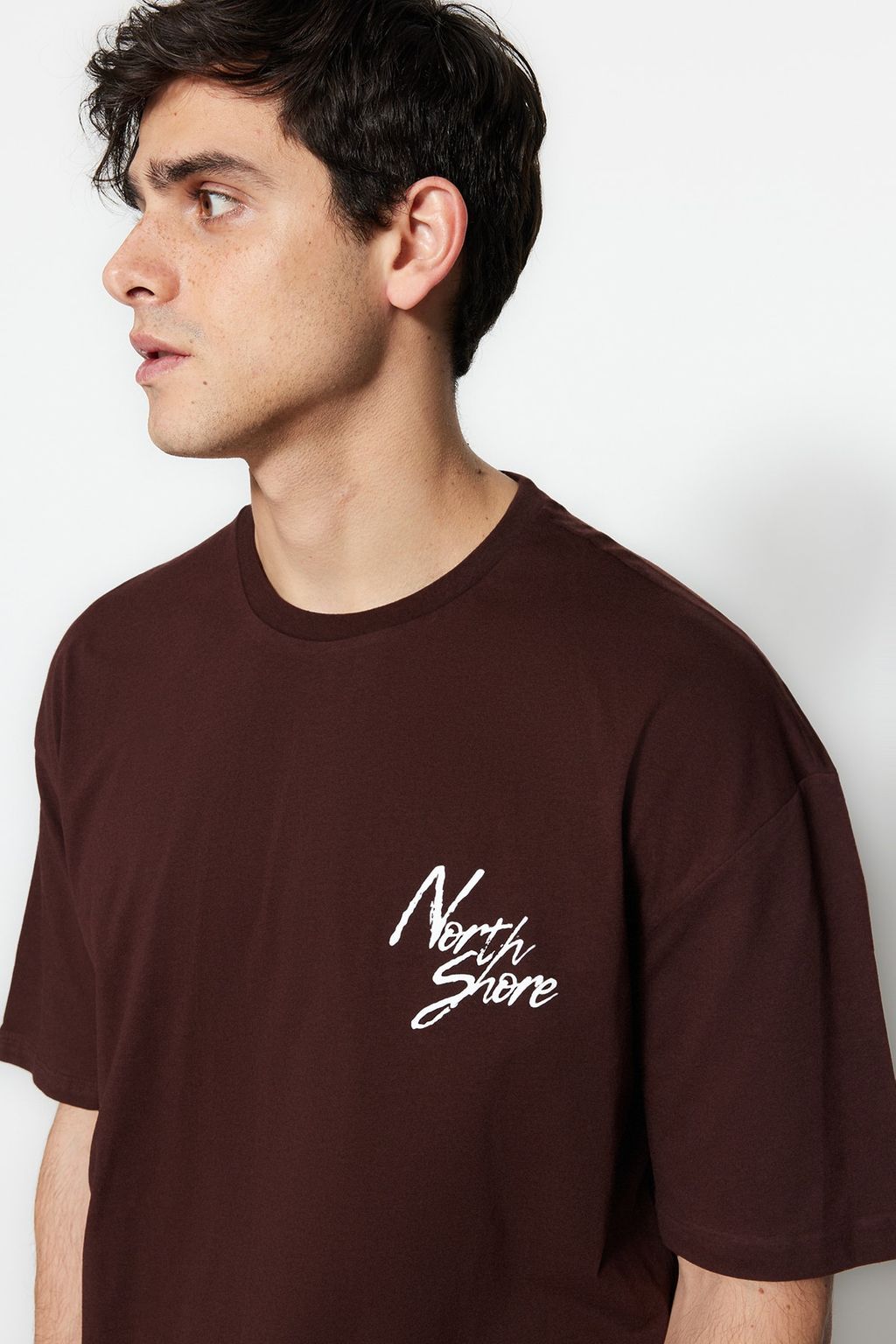TRENDYOL MAN Bordo Oversize/Genis Kesim Bask?l? %100 Pamuklu T-Shirt TMNSS20TS1099 - Trendyolmilla фото 18
