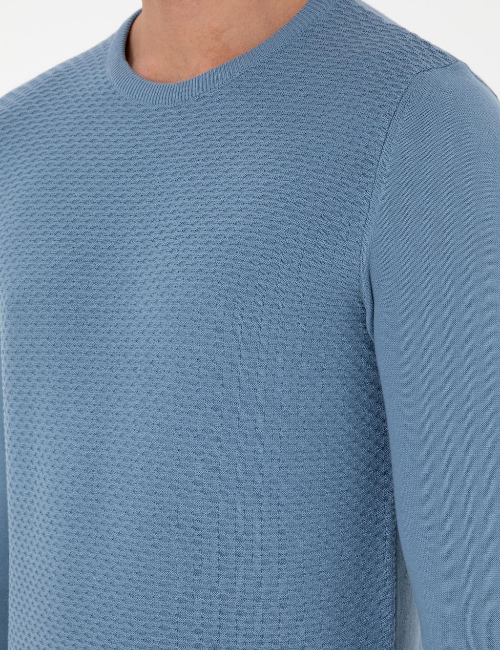 Koyu Mavi Slim Fit Bisiklet Yaka Triko Kazak - Pierre cardin фото 7