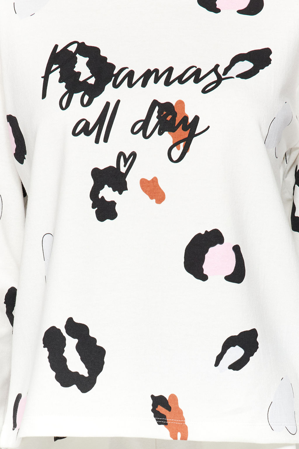 Beyaz %100 Pamuklu Leopar Desenli Sloganl? Tshirt-Jogger Orme Pijama Tak?m? THMAW24PT00211 - Trendyolmilla фото 8
