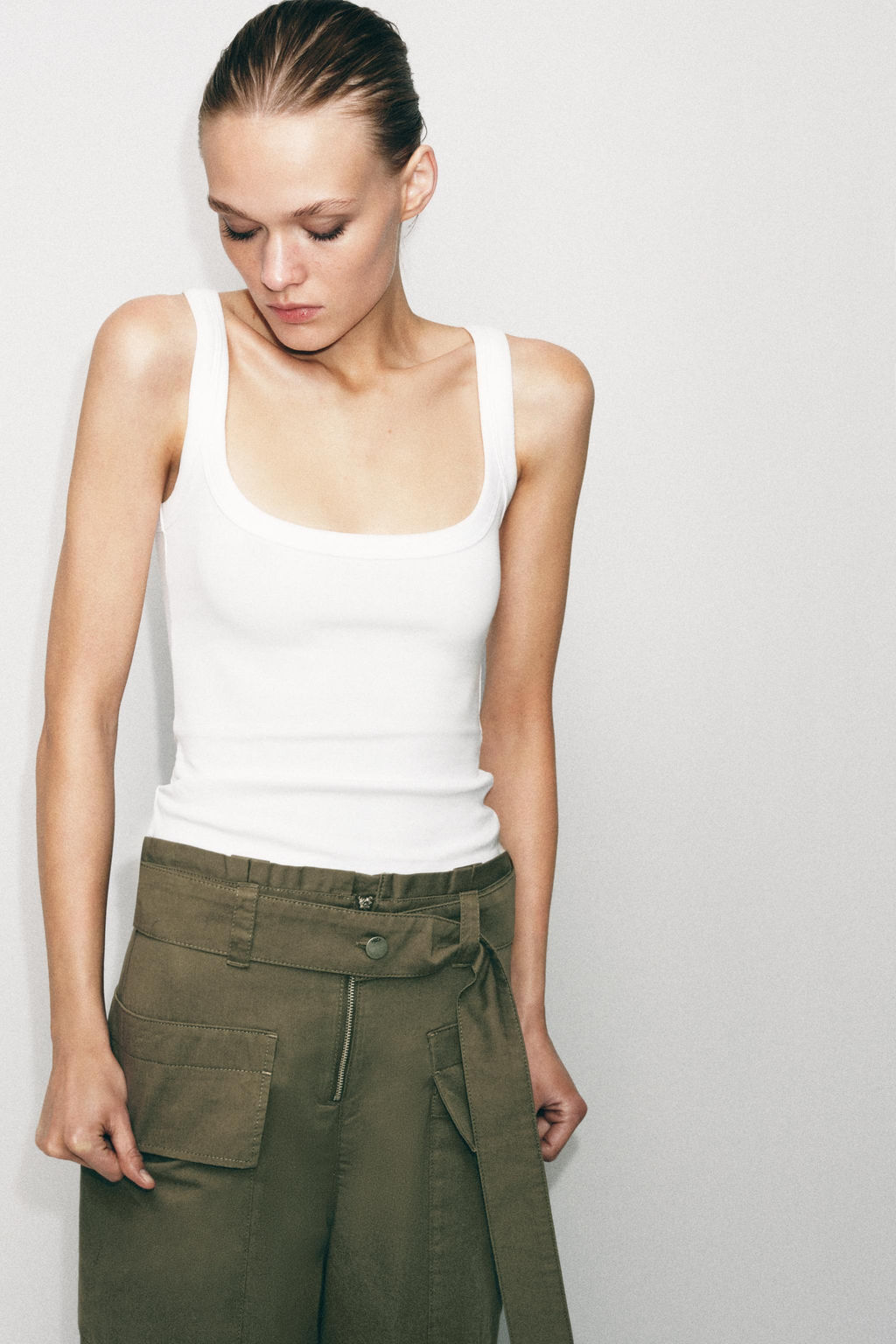 TOP ALGOD?N MANGA SISA / Blanco - Zara фото 2