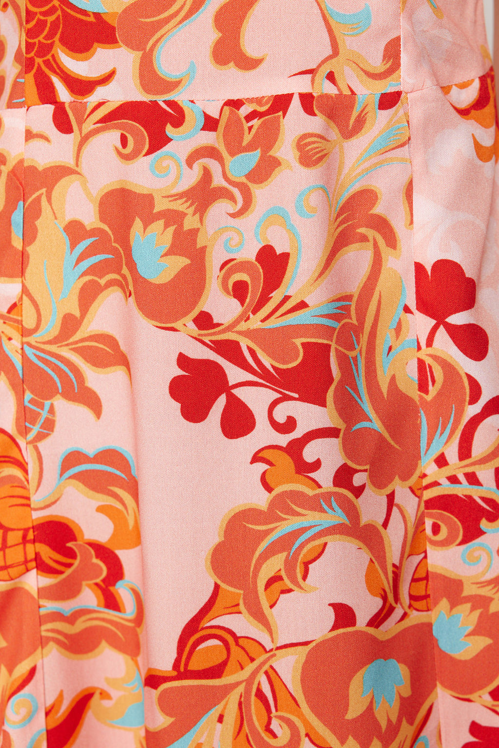 Pembe Cicekli A Kesim Viskon Midi Dokuma Elbise TWOSS24EL00714