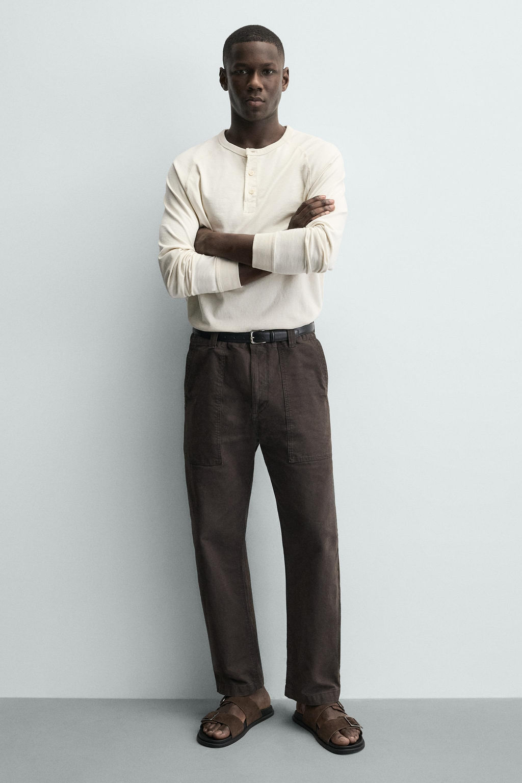 SANDALIA PIEL DOBLE TIRA / Marr?n - Zara фото 2