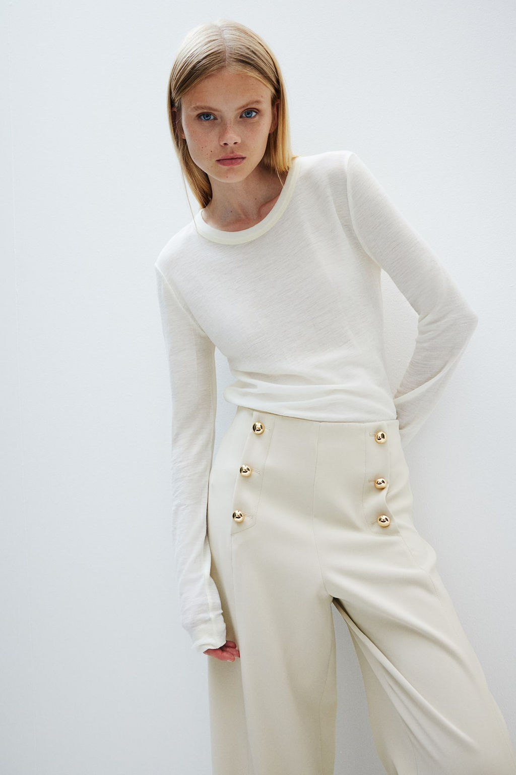 Pantalon de sarga con botonadura frontal - H&m фото 2