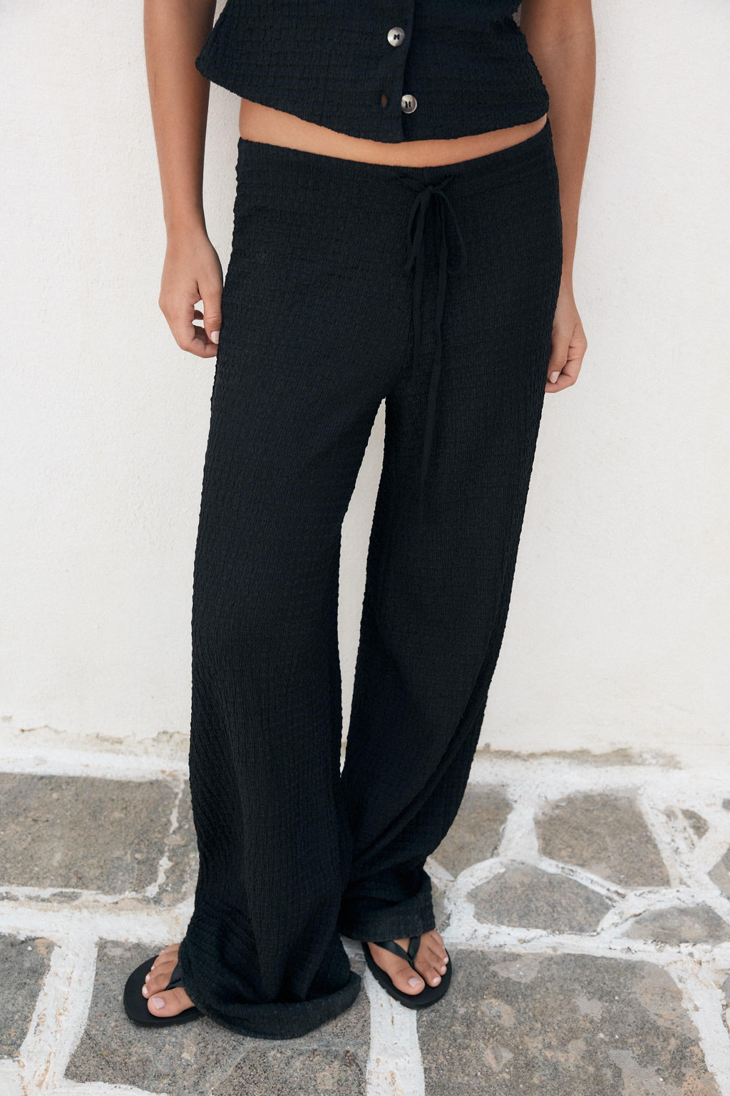 TEXTURED STRAIGHT-FIT TROUSERS - Zara фото 45