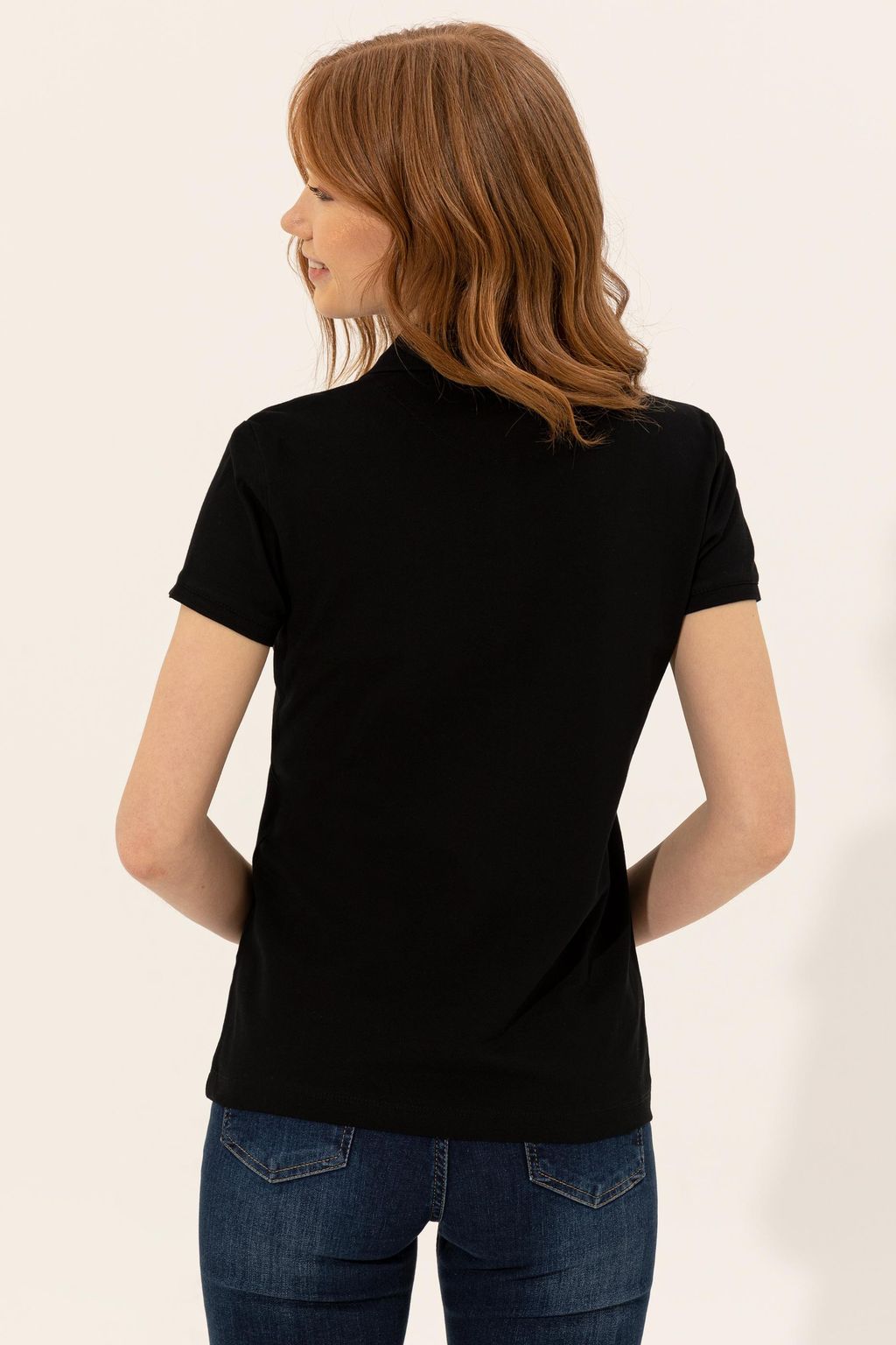 U. S. Polo Assn Женская черная базовая футболка с воротником-поло - U.s. polo assn фото 5