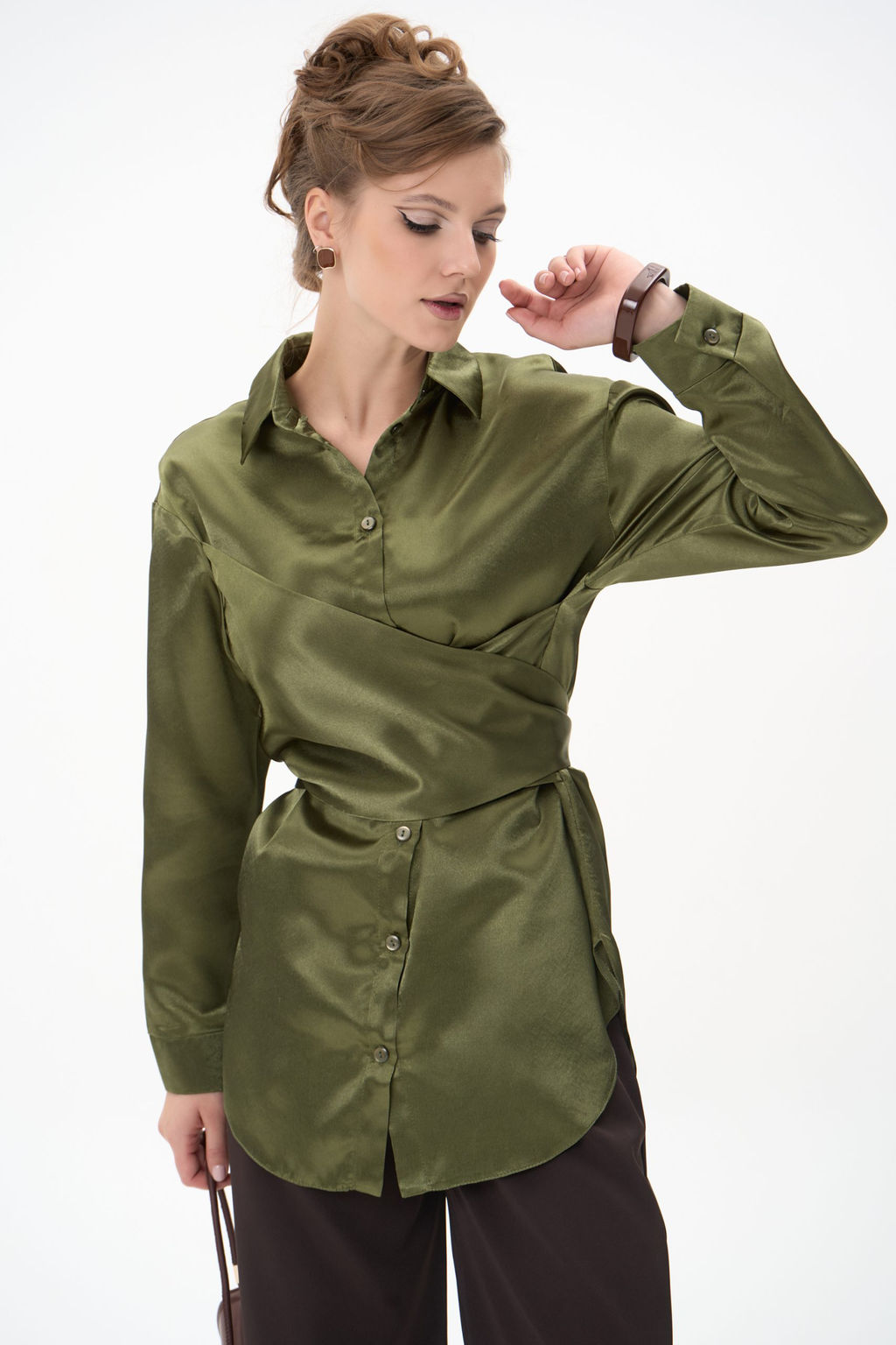 Рубашка Ямина (оливковый/уценка)