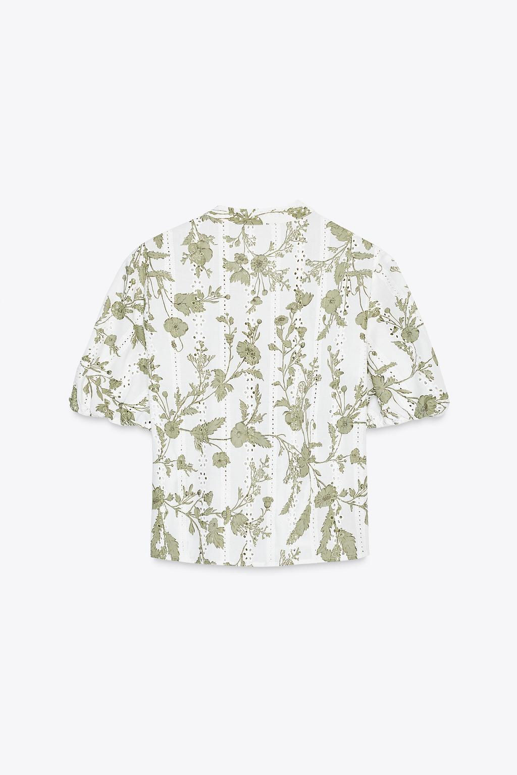 PRINTED TOP WITH CUTWORK EMBROIDERY - Zara фото 6