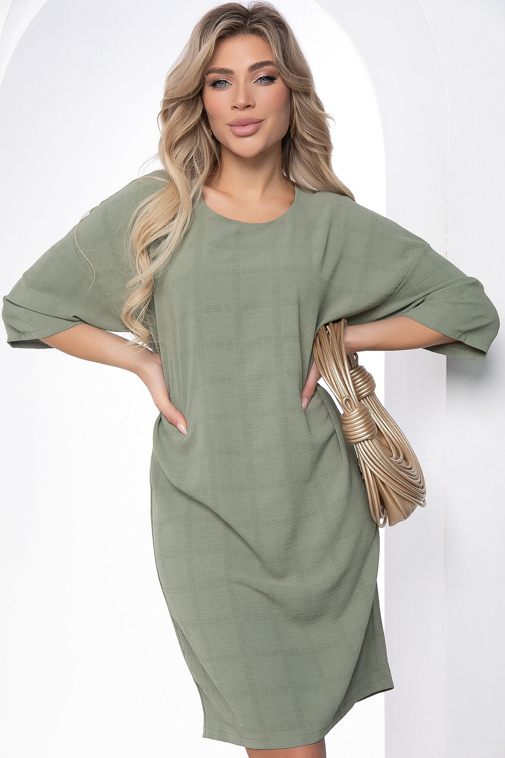 Платье футболка (олива) П8708 - Lt collection фото 7