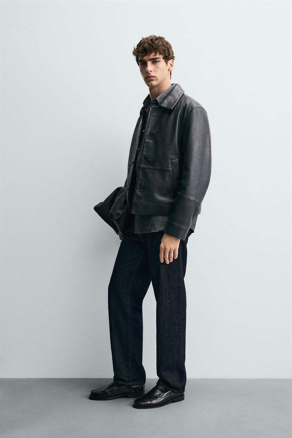 BOXY FIT LEATHER JACKET - Zara фото 4