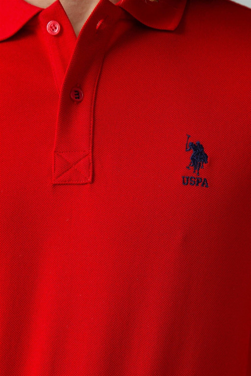 Мужская красная базовая футболка с воротником-поло - U.s. polo assn фото 5