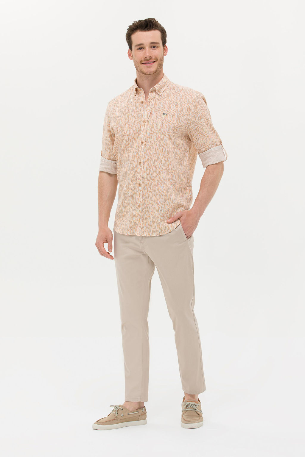 U. S. Polo Assn Мужская рубашка светло-коричневого цвета с длинным рукавом - U.s. polo assn фото 4