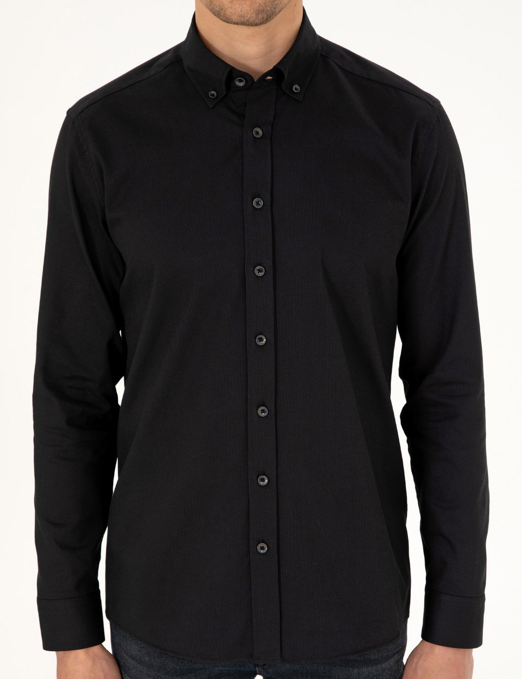 Siyah Regular Fit Uzun Kollu G_mlek